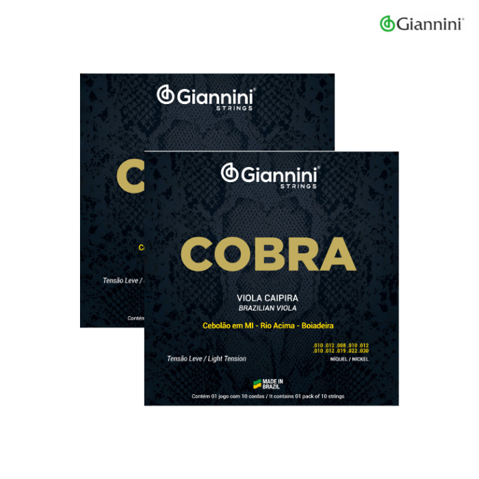 Kit 2 Encordoamentos Viola Giannini Cobra Níquel Cebolão MI GESVNL Leve