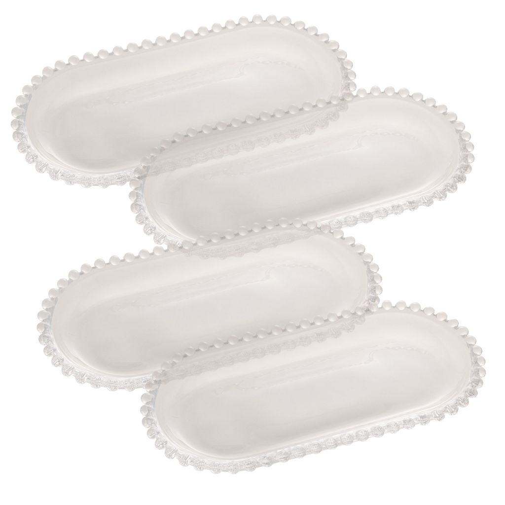 Travessa Oval De Cristal Pearl 24X12cm | Unitária, 2, 3 ou 4 Unidade | Wolff