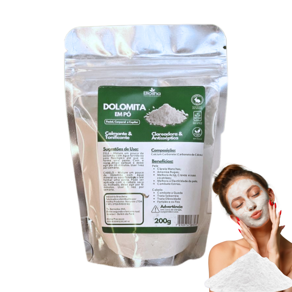 Dolomita Clareadora Bioilha | Clareia Melasma, Virilha, Axilas e Manchas | Natural e Antiacne 200g em Oferta na Shopee