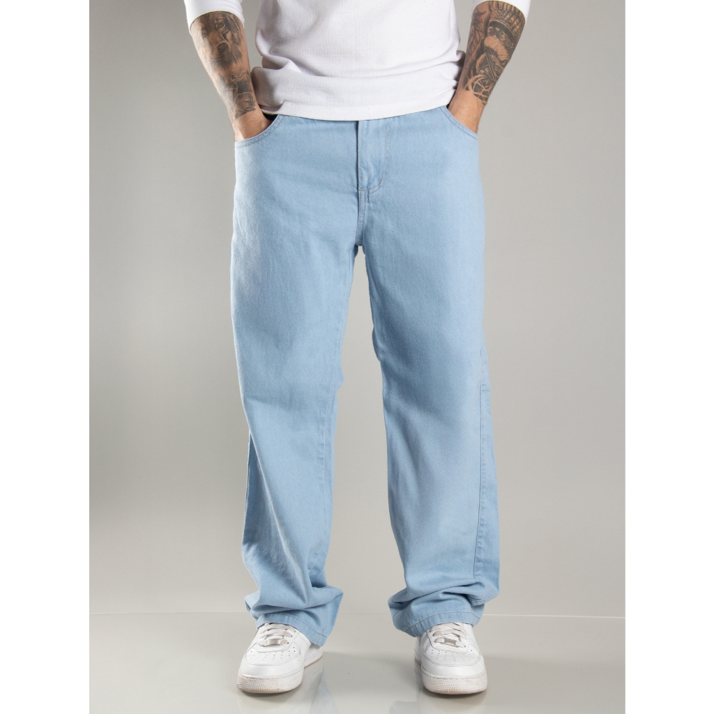 Calça Masculina Bag Jeans Larga Balão Larga estilo Skatista Carpenter Baggy Corte Reta