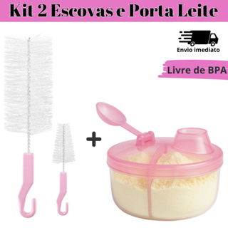 2 Escovas de Lavar Mamadeiras e Bicos Bebê+ 1 Porta Leite, Achocolatado, Açúcar, Café em Oferta na Shopee