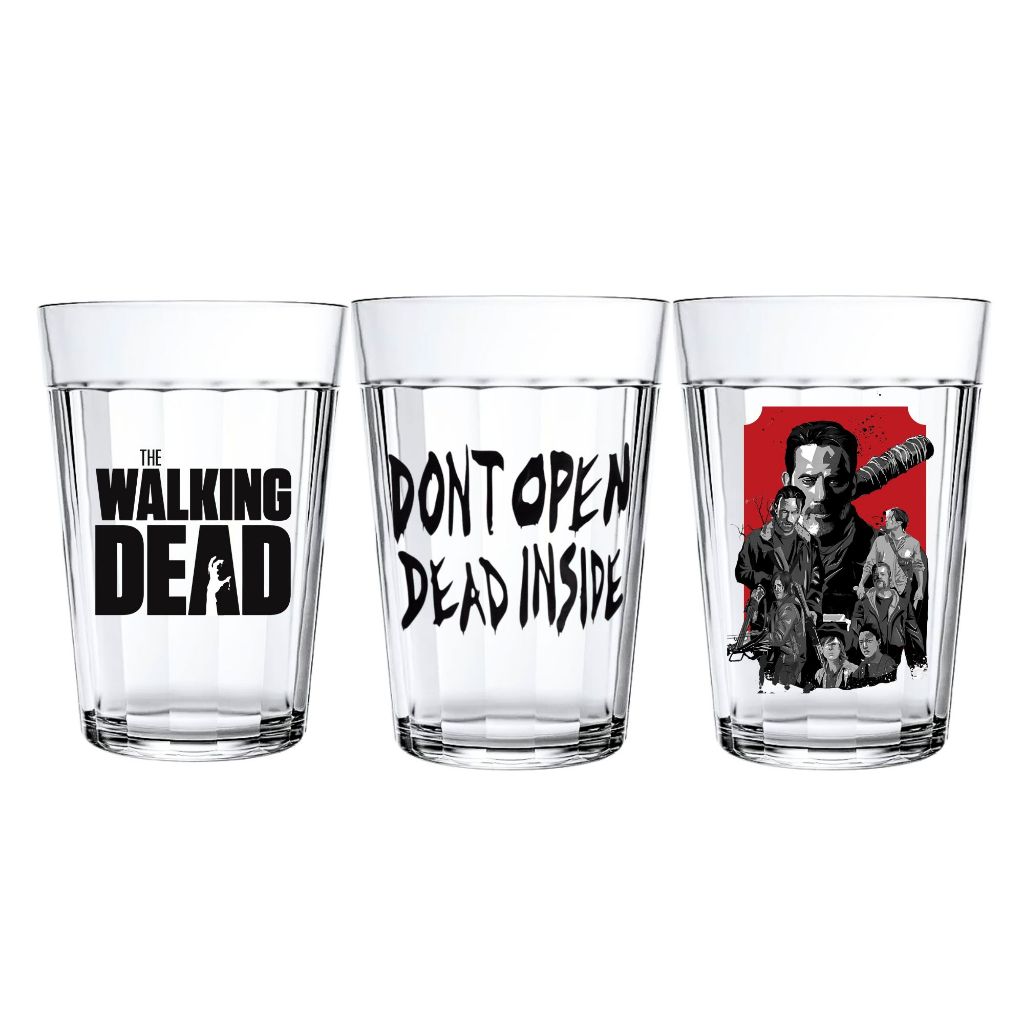 Kit 3 Copos Americanos Vidro The Walking Dead 190ml Fã Seriado Presente Criativo Colecionável