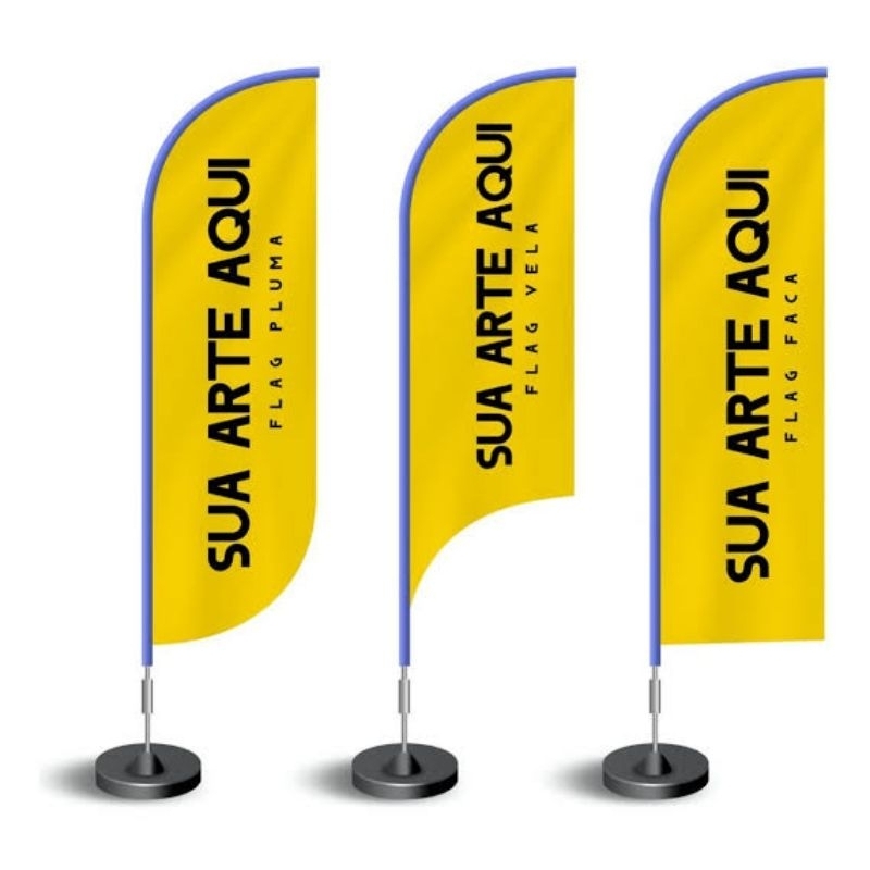 Wind Banner Personalizado 3 metros Acompanha Hastes Arte Grátis