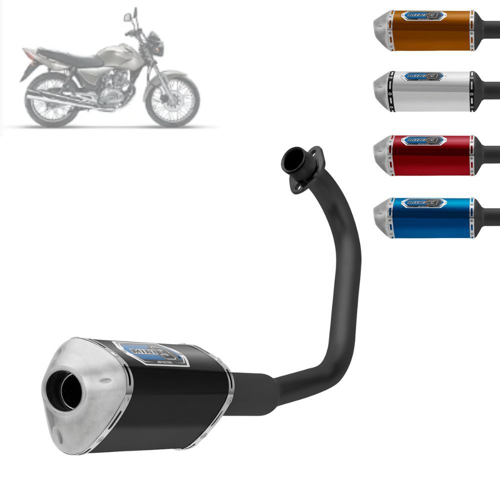 Escapamento Escape Pro Tork Mini 3 Para Moto Honda Titan Ks 125 Fan 2000 A 2008 Curva Preta