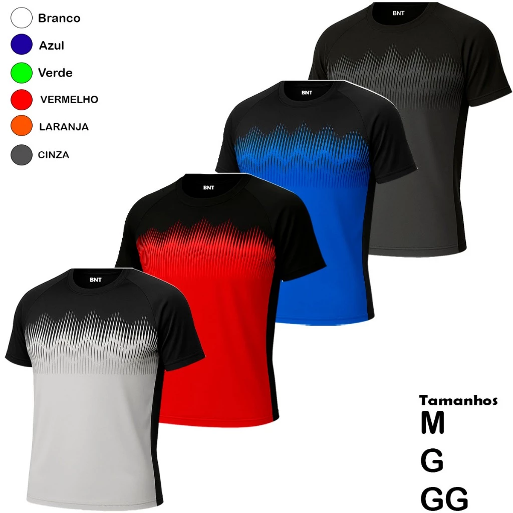 KIT 4 CAMISETA DRYFIT MASCULINA CORRIDA ACADEMIA ESPORTE TREINO BIKE CAMISA LEVE CONFORTAVEL FUTEBOL