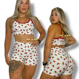 CONJUNTO FITNESS TOP E SHOR CINTURA ALTA ESTAMPAS VARIADAS em Oferta na Shopee
