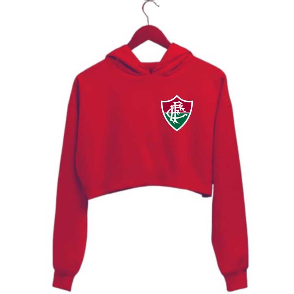 cropped moletom feminino com capuz fluminense promoção