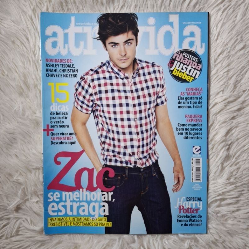 Revista Atrevida Zac Efron - Anahí, Christian Chávez, Emma Watson, Tom Felton, Harry Potter, Justin Bieber, Rihanna