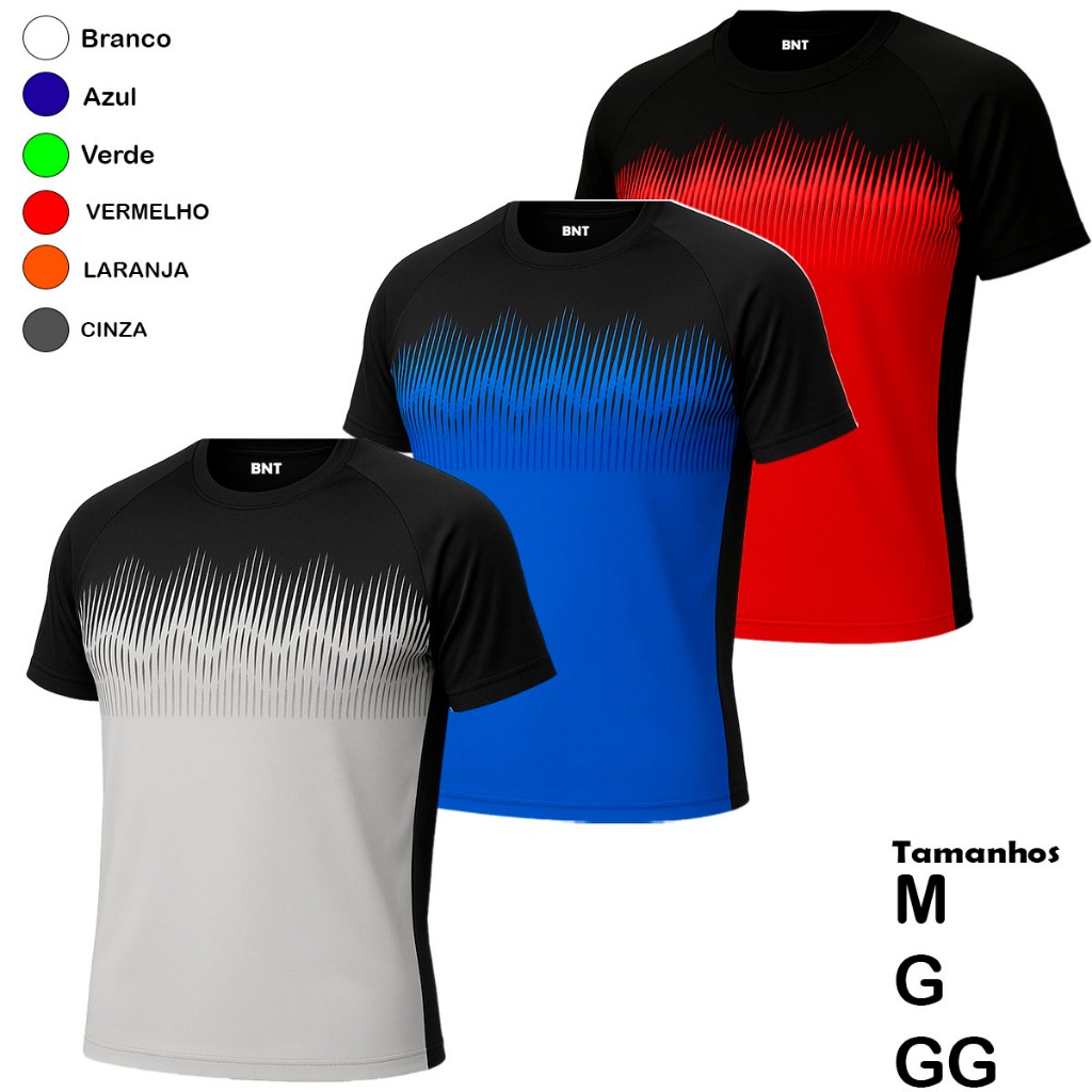KIT 3 CAMISETA MASCULINA DRYFIT CORRIDA TREINO CAMISA ACADEMIA MUSCULAÇÃO BIKE LEVE CONFORTAVEL