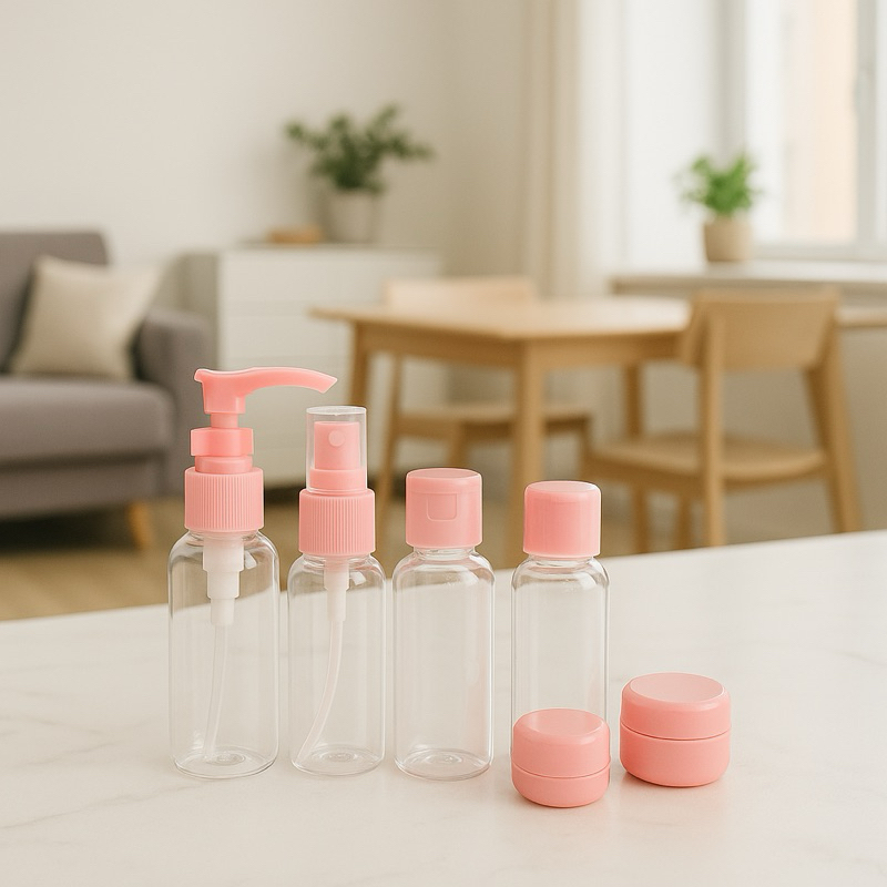 Kit de Viagem 6 Peças | Frascos Refiláveis para Shampoo, Cremes e Cosméticos | Portátil e Aprovado para Avião