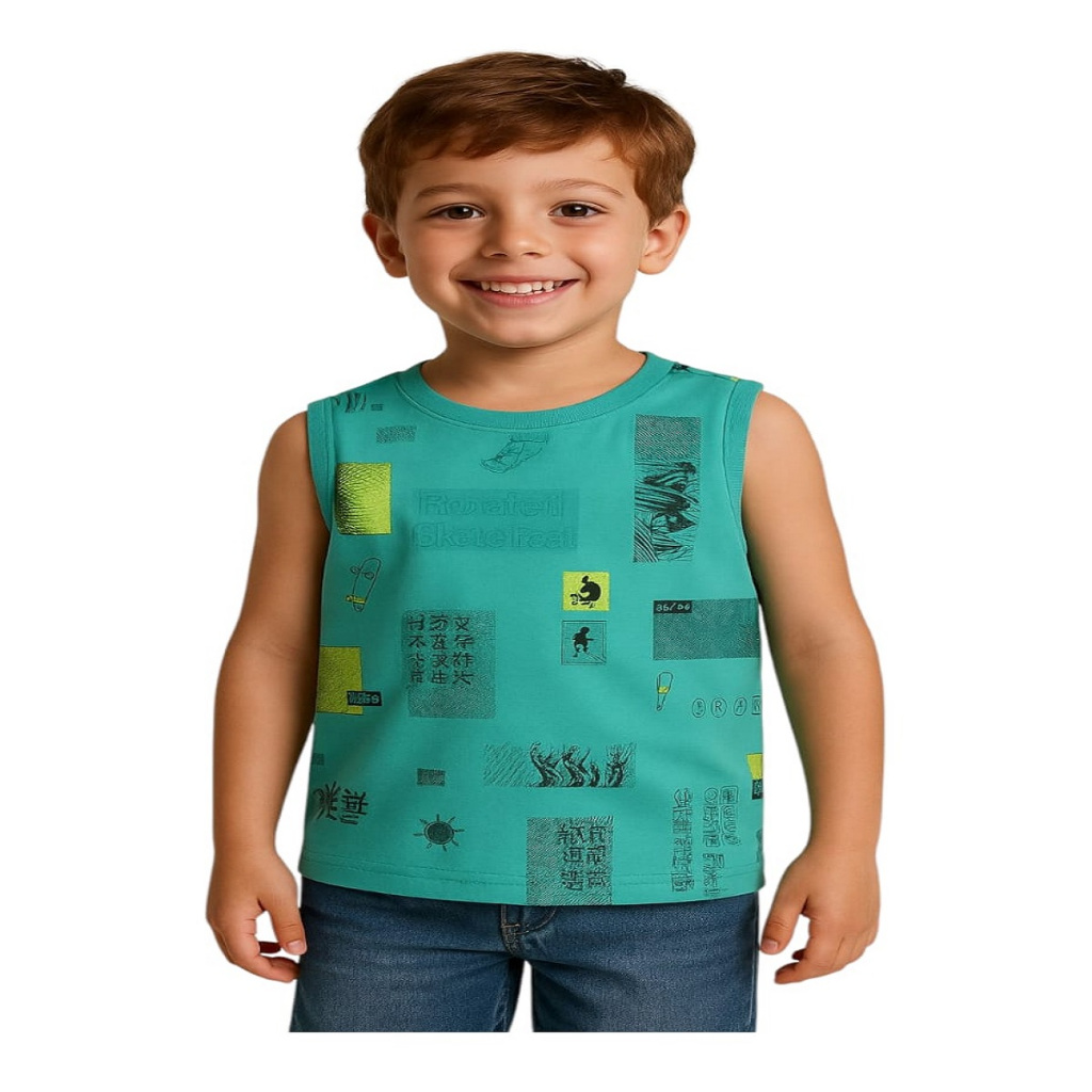 Camiseta Regata Machão Juvenil Menino Teen Estampada Verde