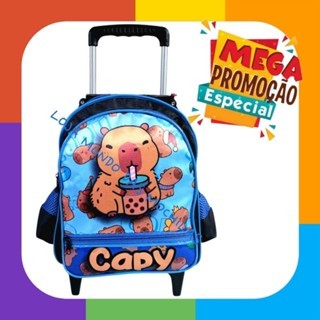 Mochila Escolar Infantil Pequena Creche Menino Com Rodinha Capivara em Oferta na Shopee