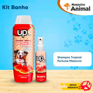 Kit Shampoo para Cachorro Melancia 500ml + Perfume para Cachorro Melancia 60ml Kit Banho Pet Cheiroso UP Clean