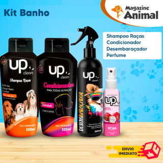 Kit Shampoo para Cachorro Shih Tzu Lhasa + Desembaraçador de Pelos + Condicionador Kit Banho Cachorro Shih Tzu UP Clean
