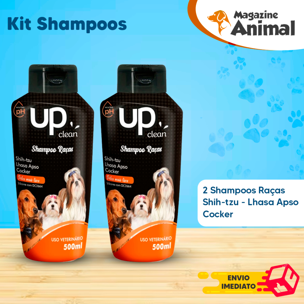 Kit banho Shampoo Para Cachorro pet 2 Shampoo para cães Shih Tzu / Lhasa - Cocker 500ml UP Clean em Oferta na Shopee