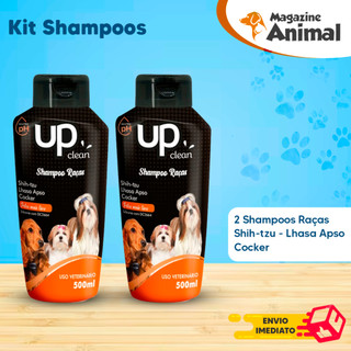 Kit 2 Shampoo para Cachorro Shih Tzu Lhasa Cocker 500ml Shampoo Shih Tzu Shampoo Pet Cheiroso UP Clean