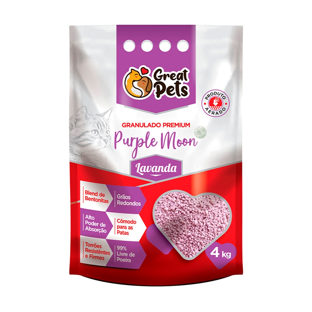 Areia Higiênica de Bentonita Para Gatos Great Pets Premium Lavanda 4kg em Oferta na Shopee