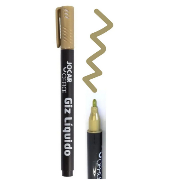 Giz Líquido 2mm Dourado Marcador Artístico Leonora Criatividade com Brilho e Precisão Arte