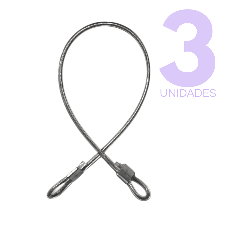 Kit 3 Lacre de Segurança em Aço Trava Ziper Anti Furto Malas Mochilas Bagagens Bike Porta