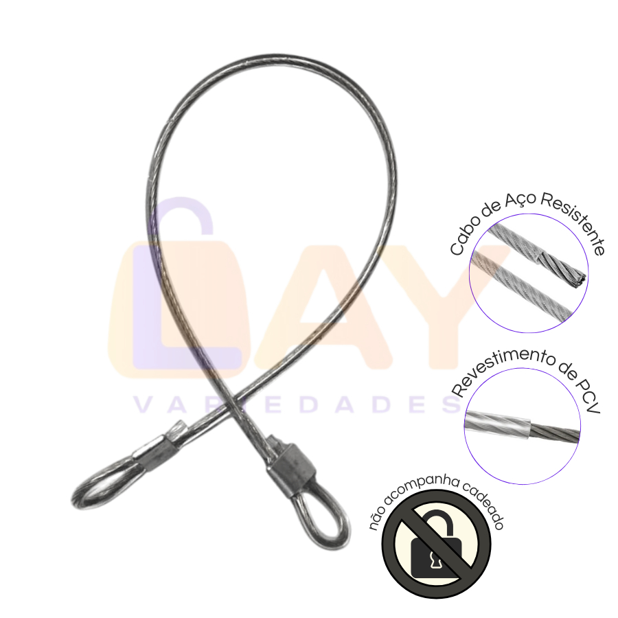 Cabos de Segurança 35cm Anti Furto Trava Ziper Porta Bag Malas Bagagens Capacete Bike Mochila Bolsa