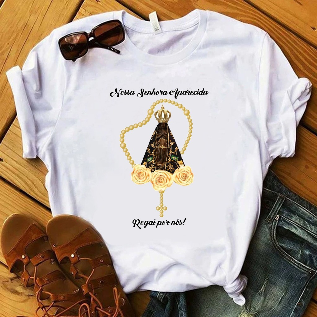 Camiseta Tshirt Feminina Blusa Estampas Nossa Senhora em Oferta na Shopee