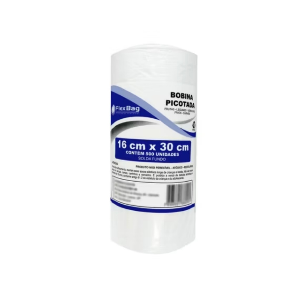 BOBINA PICOTADA PLASTICA 16X30 C/500 Sacos para freezers e armazenamento de alimentos