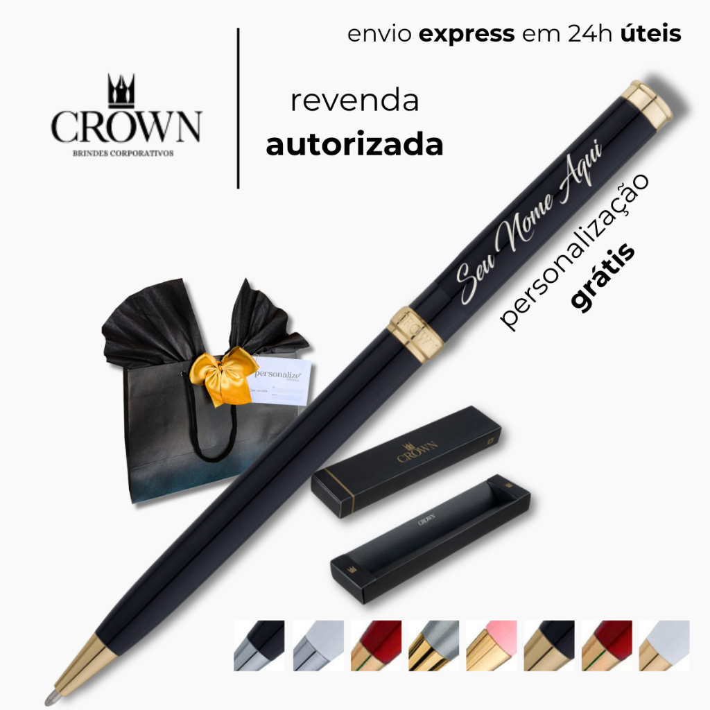 Caneta Luxo Personalizada com Nome e Logo Crown Liverpool Esferográfica Presente Formatura Médico