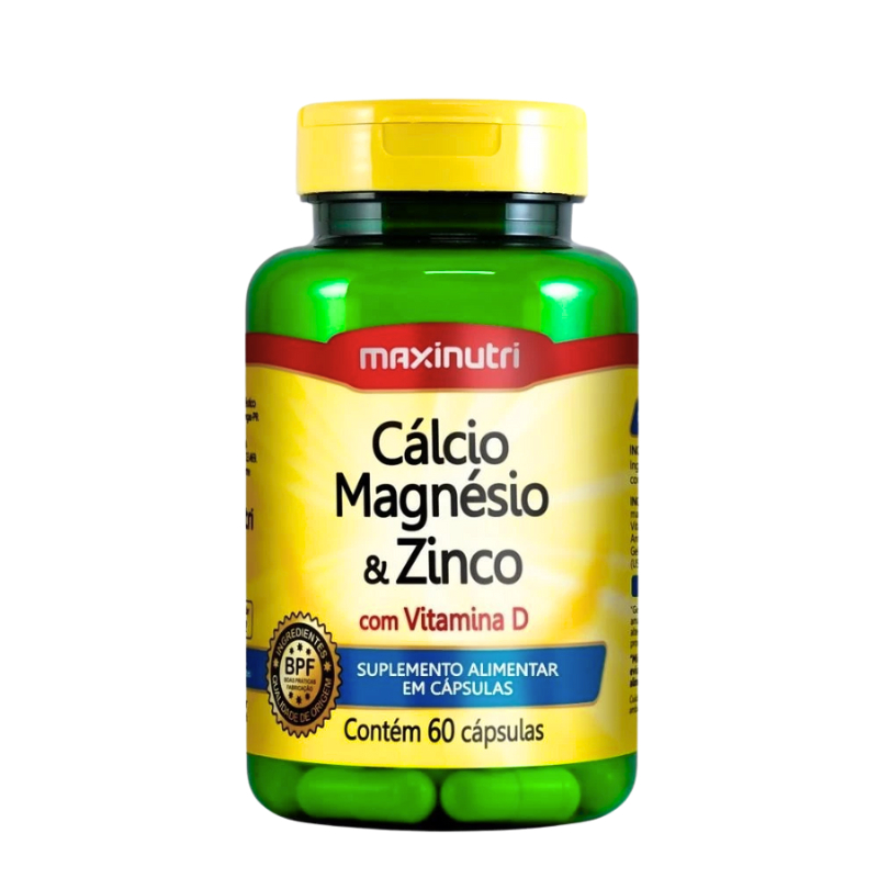 CÁLCIO, MAGNÉSIO E ZINCO C/ VIT. D 600MG - 60CAPS MAXINUTRI