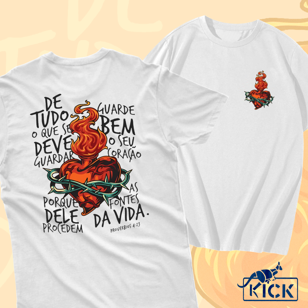 Camisa Camiseta Unissex 100% Algodão Fontes Da Vida Provérbios 4:23 em Oferta na Shopee