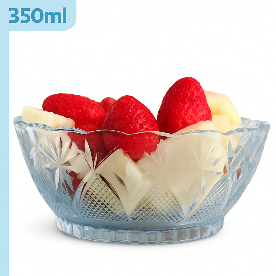 Jogo 6 Taças de Vidro Para Sobremesa Premium 350Ml