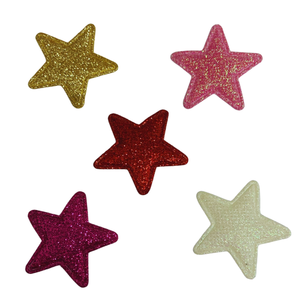 Aplique Estrela tecido glitter - (10pçs)