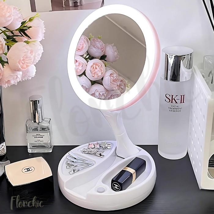 Espelho de Mesa Dupla-Face com Aumento 10x – Dobrável e Compacto para Maquiagem Multiuso em Oferta na Shopee
