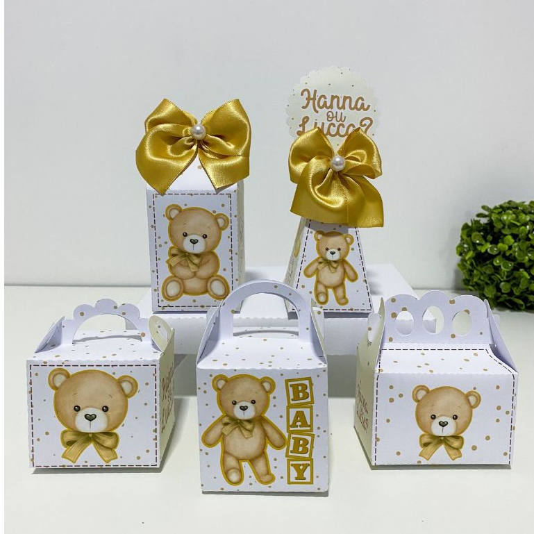 Kit Festa Ursinho Chá Revelação Pegue e Monte – Lembrancinha Infantil – Personalizados com Nome