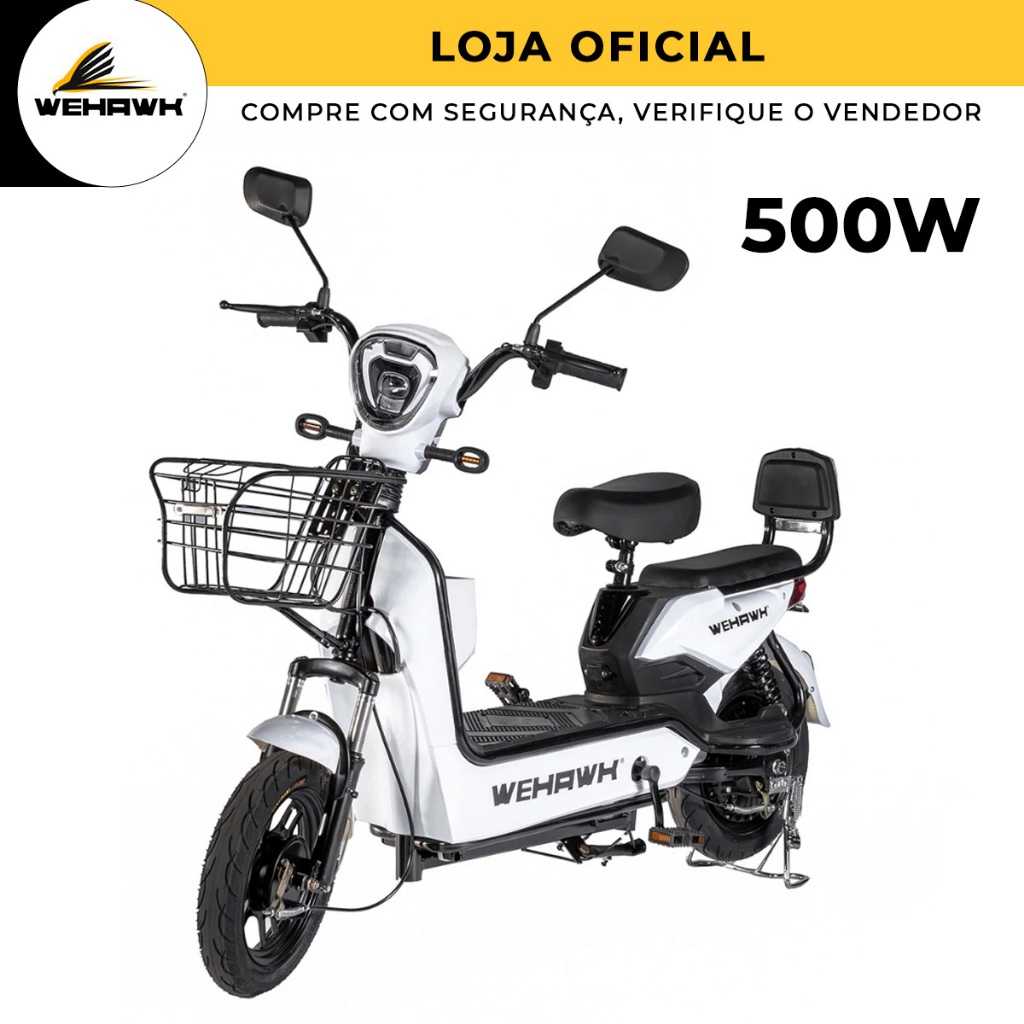 Bicicleta Elétrica Mini Moto Adulta 500w WeHawk Basket 32Km/h Autonomia 40Km