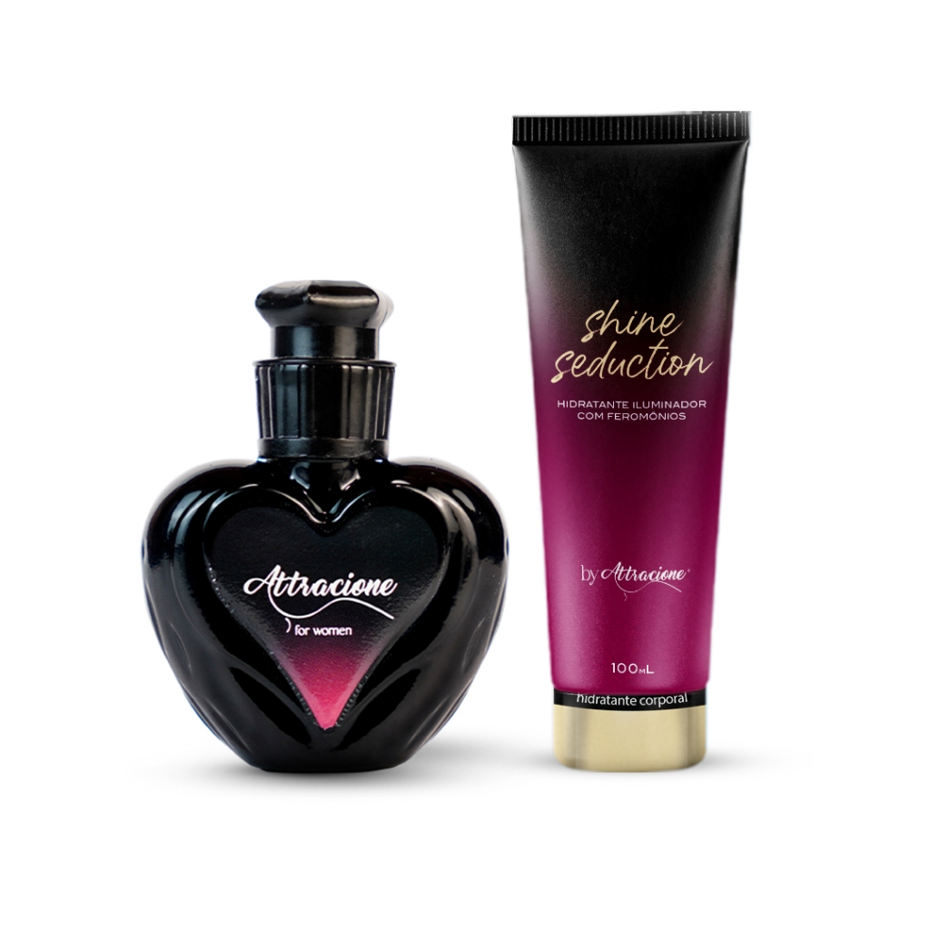 Kit Perfume Attracione + Hidratante Shine Seduction em Oferta na Shopee