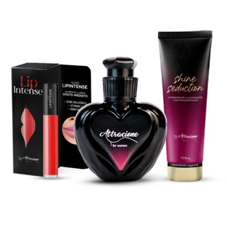 Kit Perfume Attracione+Hidratante Shine Seduction+LipIntense em Oferta na Shopee