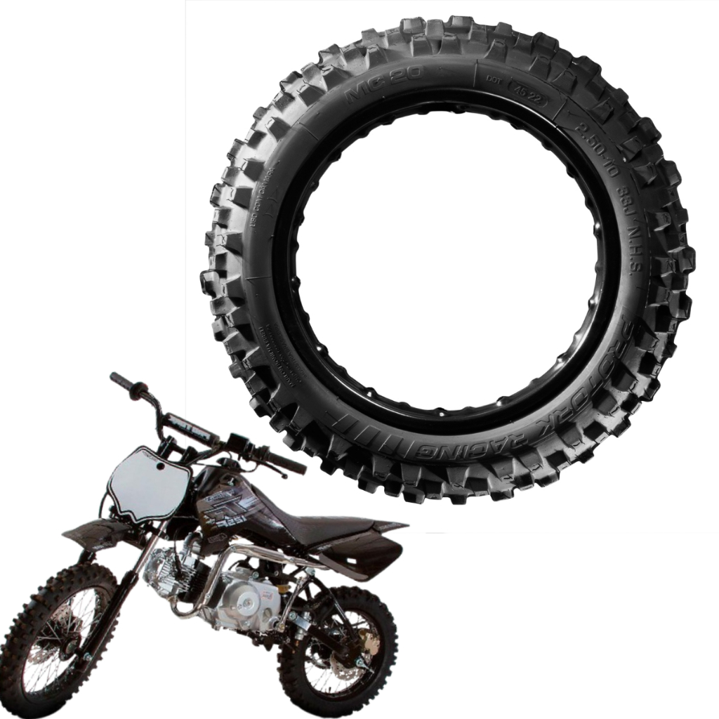 Pneu Dianteiro 2.50-10 Pro Tork Para Mini Motos Mc 20 TR50F TR100F TR125F