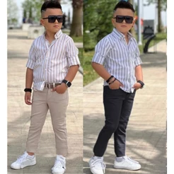 KIT 2 Calças INFANTIL Menino Slim Premium Brim Criança