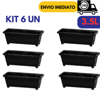 kit 6 Und Vaso Floreira Jardineira Preta 3,5 Litros Horta Mudas Cacto Tempero Plantas em Oferta na Shopee