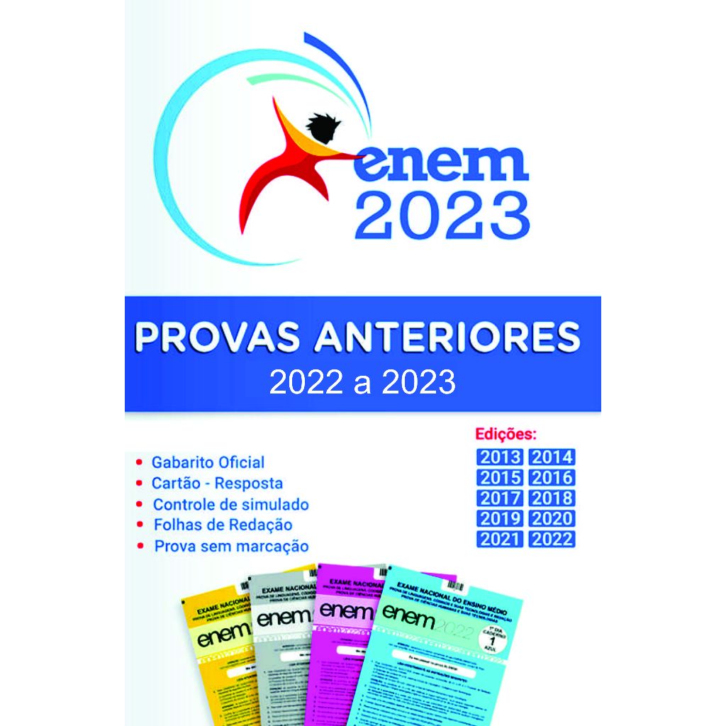Apostila ENEM 2024 com 2 ANOS de Provas + Gabaritos + Folhas de Redação (Provas de 2022 a 2023)