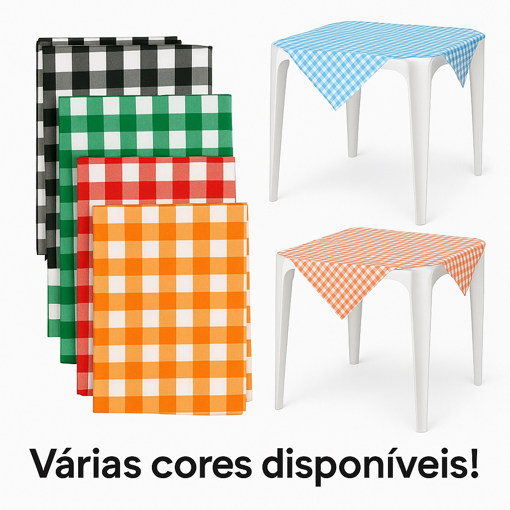 20 Toalhas de Mesa Xadrez Plástica Cobre Mancha 78x78Cm Várias Cores Descartável Decoração