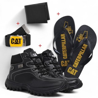 Kit Completo Caterpillar CAT Masculino com Coturno, Chinelo, Cinto e Carteira