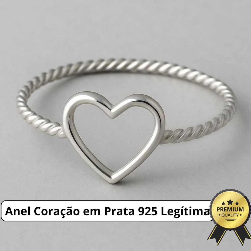 Anel de Prata 925 Legítima Coração Vazado Torcido Feminino Delicado Alta Qualidade com Garantia