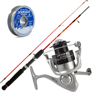 Kit Vara 1,80m + Molinete Arena 2000 Marine Sports + Linha em Oferta na Shopee