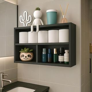 Nicho com Prateleiras Preto Fosco para Decoração e Organização 100% MDF 15mm em Oferta na Shopee