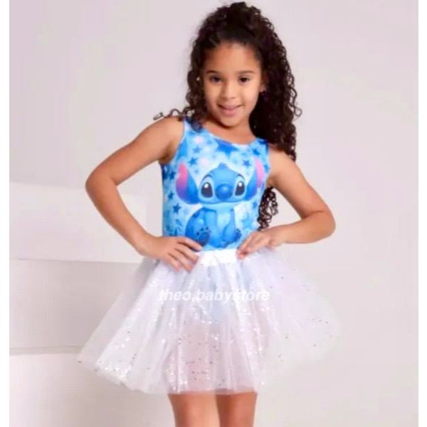 Kit Infantil Body Stitch + Saia Tule Glitter 2 Ao 8 Festa Aniversário Temático Maio Bloguerinha Bailarina Conjunto Angel