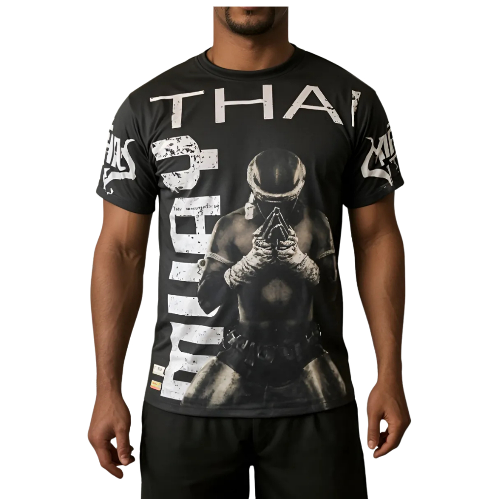 Camisa Masculina Camiseta Muay Thai Sublimada Lutador Treino Esporte Artes Marciais Tailândia