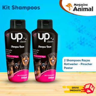 Kit 2 Shampoo para Cachorro Rottweiler Pinscher Pastor 500ml Shampoo para Cães Shampoo Pet Cheiroso UP Clean