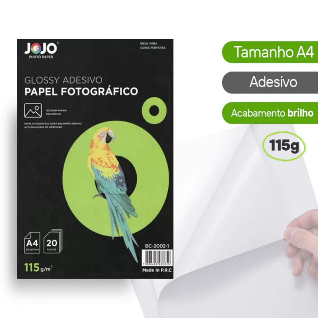 Papel fotográfico adesivo A4 115g 200 folhas em Oferta na Shopee