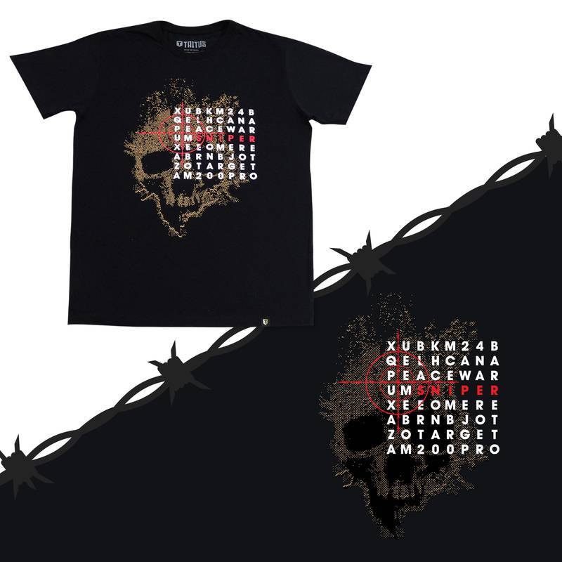 Camiseta Taitus / Camiseta Estampa Sniper Airsoft - Preto - 100% Algodão